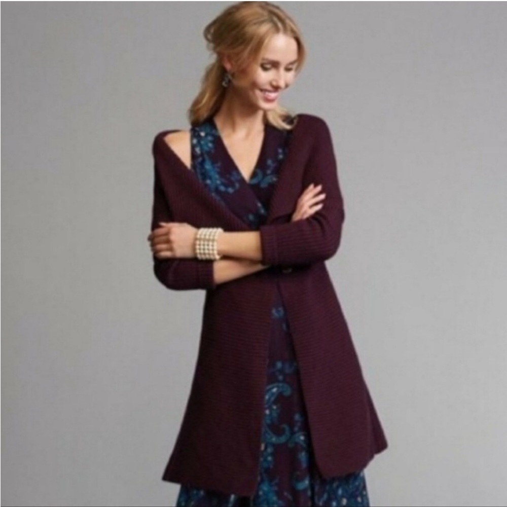 Cabi Regal Cardigan Mulberry Wine Ribbed #3350